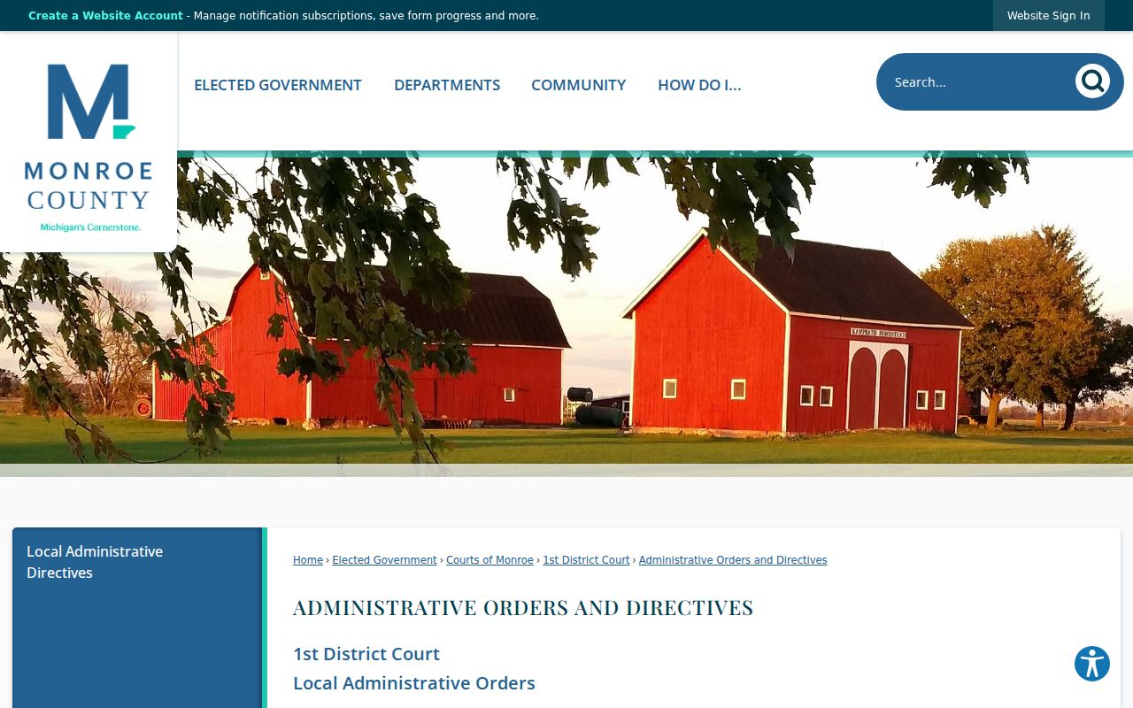 Monroe County court calendar 1st District Court administrative orders