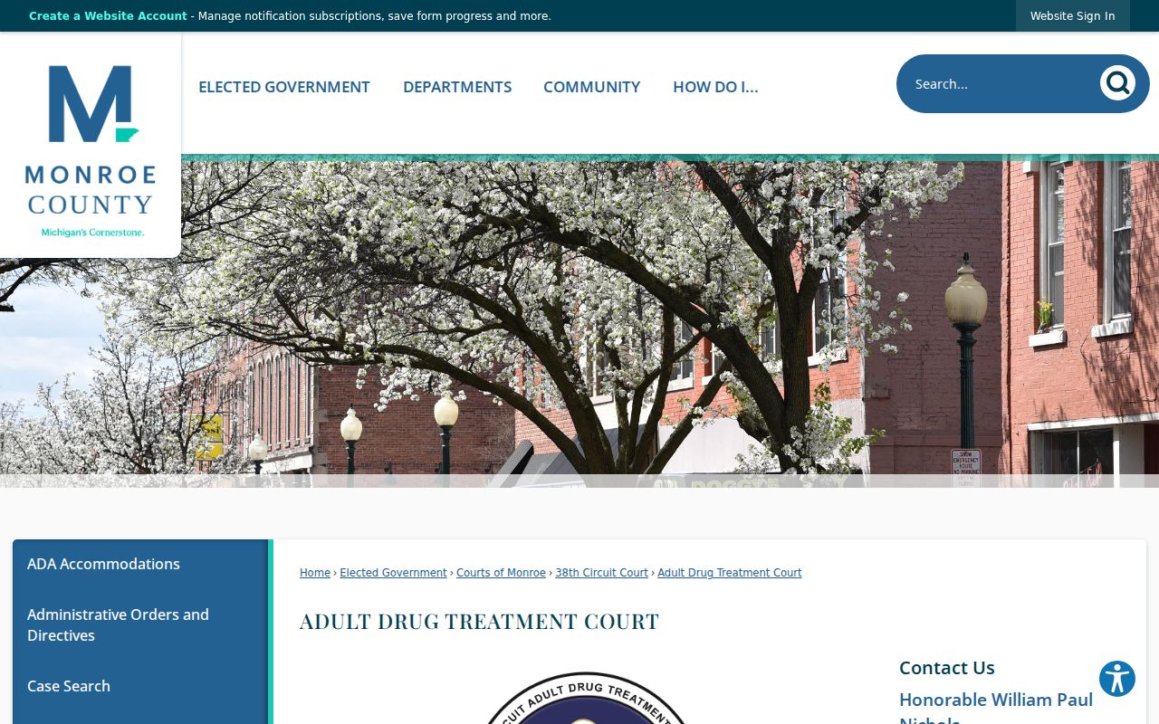 Monroe County criminal docket Adult Drug Treatment Court program information