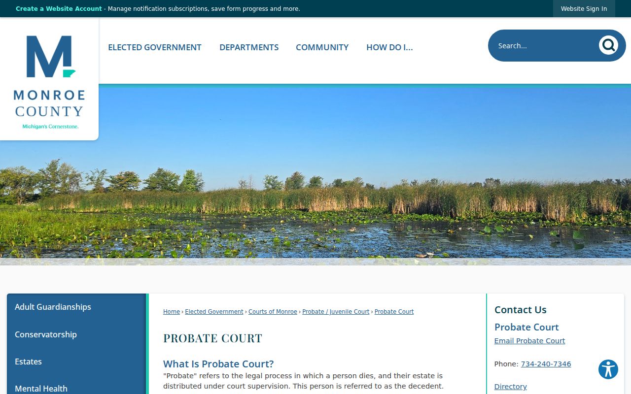 Monroe County court docket Probate Court official office page