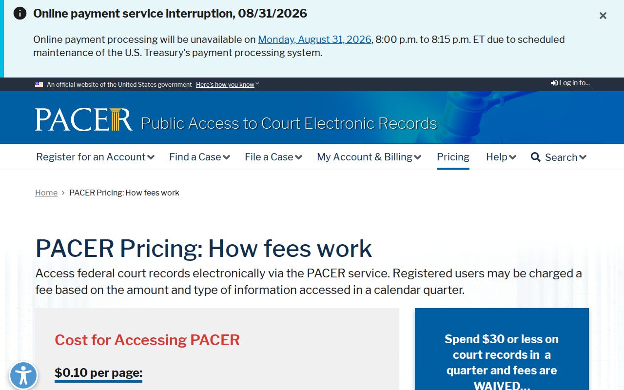Monroe County court docket federal PACER record access information