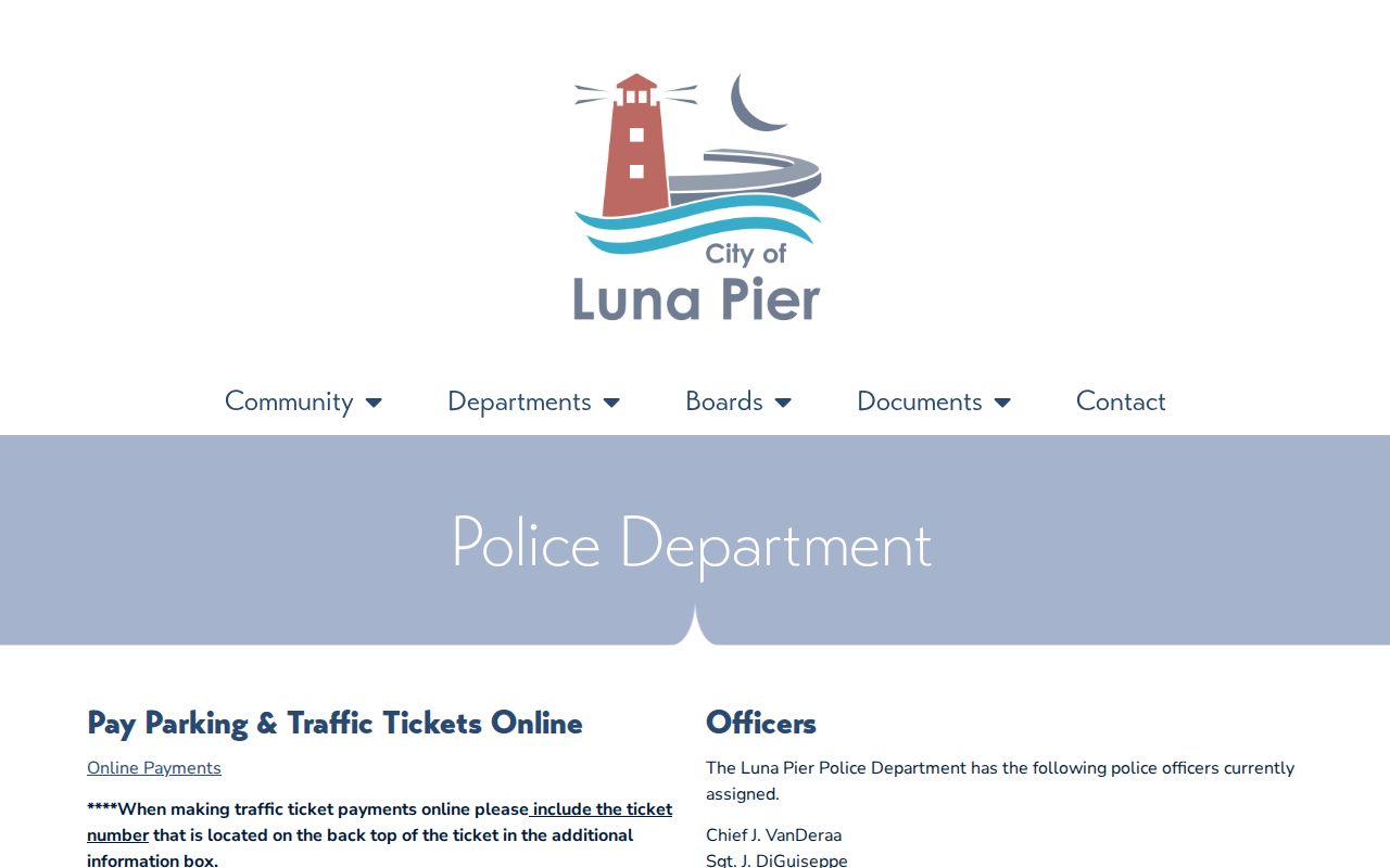 Luna Pier court docket ticket payment information source